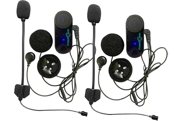 FreedConn Intercom Moto Bluetooth Casque, 2*TCOM VB Kit Moto Main Libre Écouteur, 800M 2-3 Riders Group Communication Systèmes Bluetooth, avec Écran LCD, Radio FM, Partage de Musique
