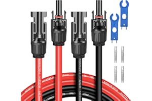 GMGXX 2 x 2m Solarkabel Verlängerung 6mm2, MC4 Verlängerung Solar Kabel, Beidseitig MC4 Solarstecker Solar MC4 Verlängerungskabel Photovoltaik Kabel für Solarpanel Solarmodul PV Montage IP67 (10AWG/6mm²)