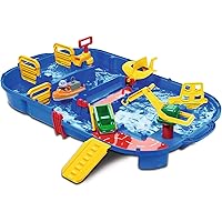 AquaPlay - LockBox - Wasserbahn als Transportkoffer mit 27 Teilen, Spieleset inklusive 1 Hippo Wilma, Amphibienauto und…