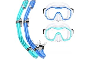 Lealinga Snorkel Set Adults 2Pack, Snorkel Mask Anti-Fog Panoramic View Diving Mask Dry Top Snorkel Kit with Travel Bag Diving Set for Snorkeling Scuba Diving Swimming Travel