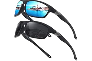 Perfectmiaoxuan Sportive Lunettes de soleil hommes femmes polarisées pour la pêche conduite randonnée Vacances legere incassable cadre Enveloppantes Sunglasses Lanyard lunettes