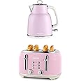 Salter Retro Pink Kettle & Toaster Set – 1.7L Fast Boil Kettle with ...