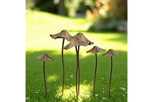 yeeplo Trädgårdsstake i svampform, trädgårdsdekoration, plugg in, rost, stora svampar, trädgårdsdekoration, jordpin för blomsterbädd, för utomhus, svampträdgårdsdekoration (st)
