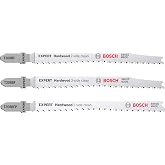 Bosch Professional 3 x Expert Hardwood 2-Side Clean Jigsaw Blades for | for Plastic Coated Boards, Kitchen Worktop, Length 11