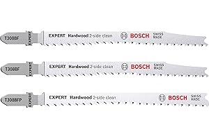 Bosch Professional 3x Set di Lame per Seghetto Alternativo Expert `Hardwood 2-side clean` per Piano di Lavoro da Cucina, Pannelli Rivestiti in Plastica, Lunghezza 117 mm