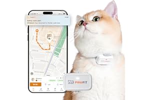 Pawfit Lite for Cats 4g GPS Tracker | Ultra-Small (<18g) Design | Real-Time Tracking | Activity Monitoring | Location History | Unlimited Range | Safety Collar Included | Simply white