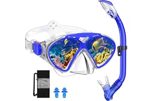 JEMULICE Schnorchelset Kinder,Taucherbrille Kinder mit Leichtes Atmen Dry Schnorchel,Anti-Fog Panorama-Weitblick Tauchmaske Schnorchelmaske Tauchen Set Wasserdichte Schnorchelbrillen für Junge Mädchen