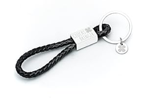 Glitzkind Schlüsselanhänger mit Gravur »Glücksbringer« | Kleeblatt Auto Anhänger Autoschlüssel Geschenk für Fahranhänger zum Führerschein bestanden Geburtstag Weihnachten Frauen Freundin Mama Tochter