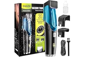 JADYON Elektrischer Schnurrbartschneider, Vacuum Beard Shaver for Men, Barttrimmer Herren, IPX6 Wasserdichter Bartschneider Mit 2 Kämmen, Wiederaufladbarer BartTrimmer Für Schnurrbart Koteletten（Blau）