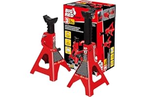 BIG RED Soportes de Gato de Acero Torin T43002A: Doble Bloqueo, Capacidad de 3 toneladas, Rojo, 1 par