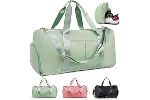 KYYLZ Sporttasche Reisetasche Weekender für Damen und Herren Gym Bag 32L Schwimmtasche Mädchen mit Schuhfach Trocken-Nass-Trennung Handgepäck Tasche Leicht Reisen,Yoga,Sport,Fitness Grün