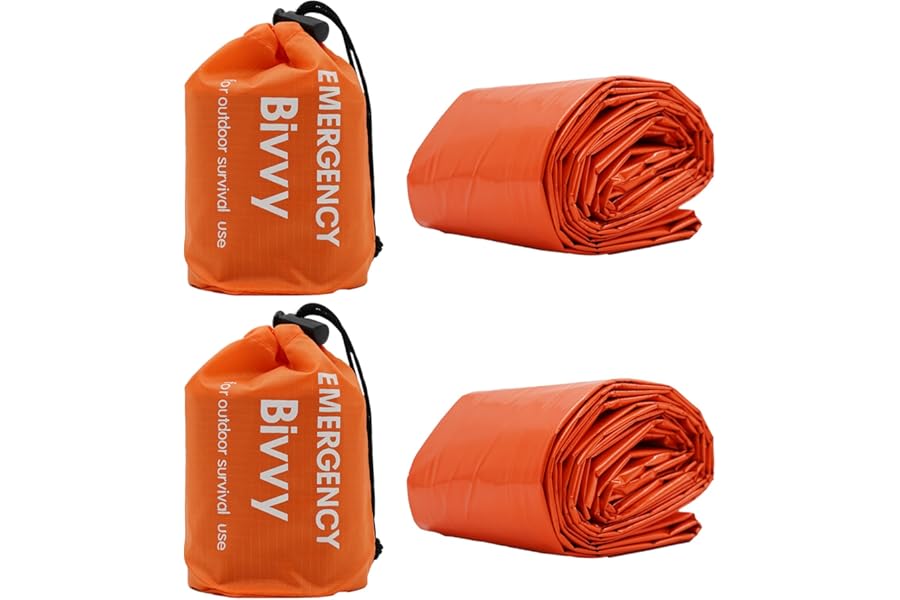 2 PCS Emergency Sleeping Bag,Bivvy Bag,Survival Sleeping Bag,Camping Bivy Sacks,Emergency Blankets,Survival Sleeping Bag for Camping and Outdoor Hiking