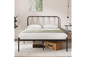 Novilla Metalowa rama łóżka 36 cm, rama łóżka z zagłówkiem, stalowa listwa, podstawa materaca, łatwy montaż, miejsce do przechowywania pod łóżkiem, 120 x 200 cm, czarna