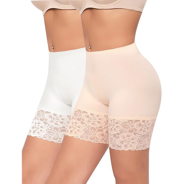 MISS MOLY Shorty Anti-Frottement Taille Haute – Culotte Sculptante Dentelle Amincissante Anti-Chafing Femme Sans Couture