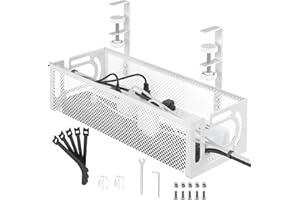 YTUGIL Vassoio Per La Gestione Dei Cavi Sotto La Scrivania, Organizer Per Cavi Senza Trapano, Vassoio Per Da Scrivania Regolabile E Retrattile, Facile Da Installare (BIANCO, 1 PACK)