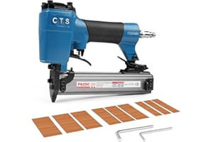 CHINA-TOP SILVER CTS P625C - Clavadora de pines de calibre 23 con 3000 clavos, pistola neumática de clavos sin cabeza con bloqueo de seguridad, se adapta a clavos de 12 a 25 mm, microalfiler de aire para armarios