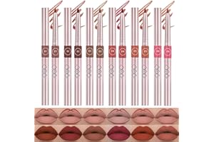 DENESTUP 6 Farben Matte Lippenstifte Lipliner, Lang Anhaltende Pigmentierte Lippenstift, Antihaftbeschichtete Tass Glatte Anwendung, Einziehbare Wasserdichte Lip Liner Set