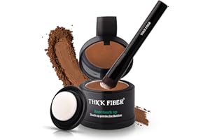 THICK FIBER Root Touch Up (Castaño Medio Dorado) CON PINCEL - Fibras capilares para ocultar la pérdida de cabello y las canas - Para hombres y mujeres - Oculta canas y calvas (Castaño Medio Dorado)