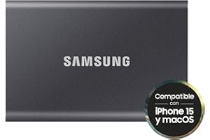 Samsung Portable SSD T7, 4 TB, Disco Duro Externo, Lectura y Escritura 1.050 MB/s, USB 3.2 Gen.2, Compatible con iPhone, Mac, PC, Smartphone y Videoconsola, Gris (MU-PC4T0T/WW)