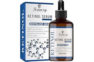 ‎KANZY HAIR AND BEAUTY Kanzy Retinol Serum High Strength 2,5% z Kwasem Hialuronowym Serum do Twarzy i Skóry z Witaminą E, Przeciwzmarszczkowe, 30 ml Surowica Retinolowa, Nawilżające Redukujące Cienie pod Oczami
