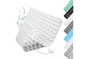 ARCPNRT Tappetino Doccia Antiscivolo, Doccia Antiscivolo 53x53cm con Ventose, Tappetino da Bagno Lavabile in Lavatrice, Design a Ciottoli, Tappetino Doccia con Fori di Drenaggio, Bianco