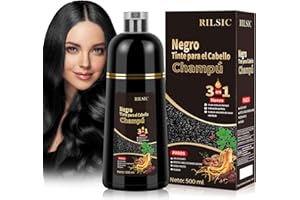 BLSFXROE Black Hair Dye Shampoo 3 en 1, Tinte Negro para Cabello, Champú Colorante Instantáneo para Hombre y Mujer (500ml)