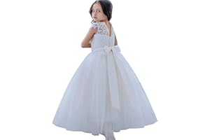 CQDY Flower Girl Dresses Tulle Puffy Party Sleeveless Bridesmaid Lace Prom Pageant Dresses Wedding Birthday Christmas Party