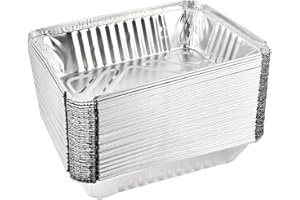 POUMUE 50 Grillschalen Aluminium 22x15x5,5cm, Grill Aluschalen Aluminium Tropfschalen, Alu Schale Grillen, Einweg-Grillschale Tropfschalen Backen, Braten, Kochen Weber Barbecue Zubehör
