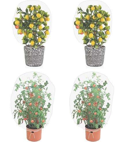 Berlune 24 Stück Vogelschutznetz-Taschen Mit Kordelzug | 0,7x1,1 M | Weiß, Aus PE, Für Beeren, Gemüse & Bäume