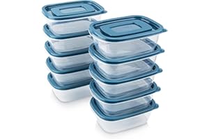 EFISH Set da 10 di scatole rettangolari in plastica per porzioni con coperchi. per alimenti, uso per scuola, lavoro e viaggi,500 ml