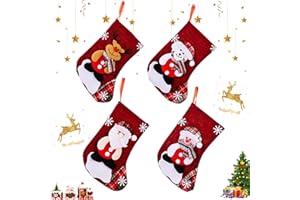 Cveenk 4 Stück Weihnachtsstrümpfe, Nikolausstrumpf Weihnachten hängende Taschen Weihnachtsfeiertagsstrumpf, Nikolaussocke Weihnachtsdekoration für Kamin, Weihnachtsbaum, Wand, Treppe