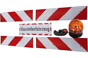 ‎UVV UvV All-round warning light, orange magnetic + 4 x 3M foils magnetic car warning marking + 45 x 15 cm magnetic sign reflex construction site vehicle