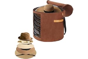 Ohiyoo Hat Box Hat Storage Box with Lid 19'' Hat Storage Boxes for Women & Men Large Round Hat Boxes for Storage Foldable Felt Hat Boxes with Lids Stuffed Animal Toy Storage Bin with Lids (Brown)