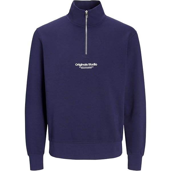 Jjmatti Sweat Décontracté Sweat à Demi-fermeture éclair JACK&JONES JJMATTY - Logo Brodé, Coupe Confort, Couleur Noir, Taille XL