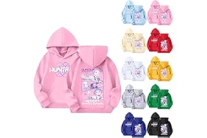 DASHADAO KPop Costume Kids Hoodies Girls Vintage Y2k Pullover Huntrix Huntr/X Hip Hop Streetwear Oversized Fashion Hooded Sweatshirts Long Sleeve Tops for Kids 9-10 11-12 Boys Christmas Essentials Pink Hoodie
