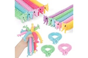 Ainiv 10PCS Sensory String Fidget Stretchy Toys, Colorful Unicorn Sensory Stress Toys, Stretchy String Calming Toys for Halloween, and Christmas Party Favors for Children with ADHD, OCD or Autism