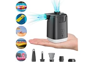 SKELO Inflador Colchon Hinchable, Inflador Electrico con 5 Boquillas De Aire, 4000mah Hinchador Colchon Hinchable con Luz LED, Hinchador Electrico para Colchonetas Inflables Y Colchoneta Playa 2024