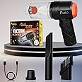 Pivalo 2-in-1 Cordless Vacuum Cleaner with Filter 3 Nozzles USB Cable Power Suction Rechargeable Battery Portable Wireless Mini Car Air Blower for Dry Cleaning Car Home Office Traveling (1Pc, Black)