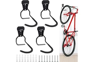 WuGU Appendi Bici da Muro, 4 Pezzi Porta Bici da Muro, Supporto per Biciclette da Parete Gancio per Bicicletta per Appendere Biciclette Verticale, per Casa Garage Cantina Shed, Nero