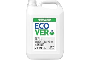 Ecover Zero Non-Bio Laundry Detergent Refill, For Sensitive Skin, Baby Laundry Washing Liquid, 142 Washes, 5L