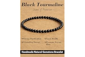 Landorilo 4mm Stretch Beaded Bracelet made of Natural Gemstones, Healing Crystal Bracelets Jewellery for Women and Men, Friendship Yoga Meditation Relaxation Gift, Replacement Beads Included