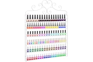 FUNKEEN FullBerg 6-tier Metall Nagellackständer Wandregal Rund, Nagellack Regal Aufbewahrung Display schminktisch organizer Lippenstiftständer Regal Damen makeup organizers, Ablagen für Nagellack (Weiß)