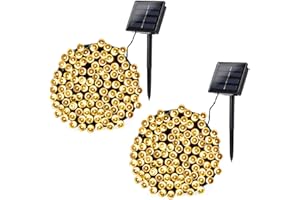 Joomer Solar Lichterkette Aussen, 22M 200 LED Lichterkette IP65 Wasserdicht Weihnachten Außenlichterkette 8 Modus Balkon Lichterkette Solar Deko für Garten, Tor, Hof, Hochzeit, Party(2 Stück,Warmweiß)