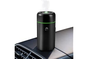 WEIGUDOC Diffusore di Oli Essenziali per Auto, Deodorante per Auto, Diffusore per Aromaterapia 100 ML Umidificatore a Nebbia Fredda con Timer Luce Notturna/spegnimento Automatico/USB(Black)