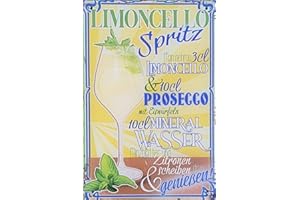 LUCKYLINDE Cartello decorativo resistente alle intemperie, bar, ricetta cartello – cocktail estivo, aperitivo – Spruzzo, Sprizz, Veneziano – Liquore con prosecco – 30 x 20 cm (Limoncello Spruzzo)