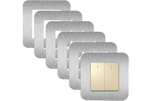 JINTANG 6Pcs Light Switch Cover Plates, Silver Light Switch Covers, Single Light Switch Plate, Square Self-Adhesive Switch Surround Plate Stick on Wall for Home Office Wall Switch Decor (8.6 * 8.6cm)