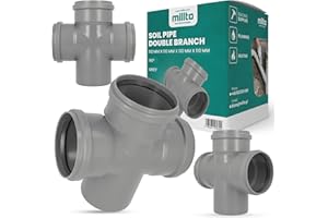 Millto™ Abflussrohr Doppelabzweig 110x110x110x110 90º Grau Abfallsystem Muffe Abwasserrohr Kanalisationsanschluss Verbindungsstück für Abwasserkanalisation Polypropylen