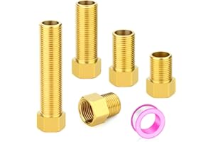 GASHER 5 Piezas Extensión de latón Pipe Fitting, 1/2" hembra a 1/2" macho de la tubería hexagonal buje adaptador convertidor, 30mm/40mm/50mm/70mm/100mm