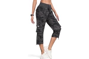 JINSHI Pantalons Femme Pantacourt Cargo d'été 3/4 Long Capri Pantalon avec Plusieurs Poches