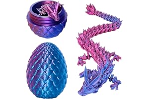 JurciCat 3D Impreso Huevo De Dragón con Figuras De Dragon Movible para Navidad Pascua Cumpleaños Carnaval Adultos Niños Regalos Juguetes (Morado)